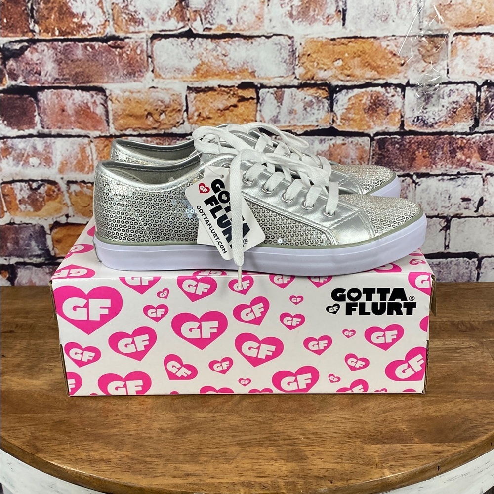 Gotta Flurt Disco 11 Metallic Silver Sequin Low-Top Dance Canvas Sneakers Sz 9 - Picture 13 of 13